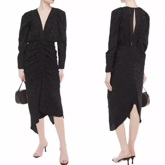 Torn by Ronny Kobo Astrid Ruched Zebra PrintSatin Jacquard NEW